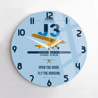 Thumbnail for Piper J-3 Cub design on light blue no frame wall clock