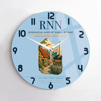 Thumbnail for Bornholm Airport (RNN) design on light blue no frame wall clock