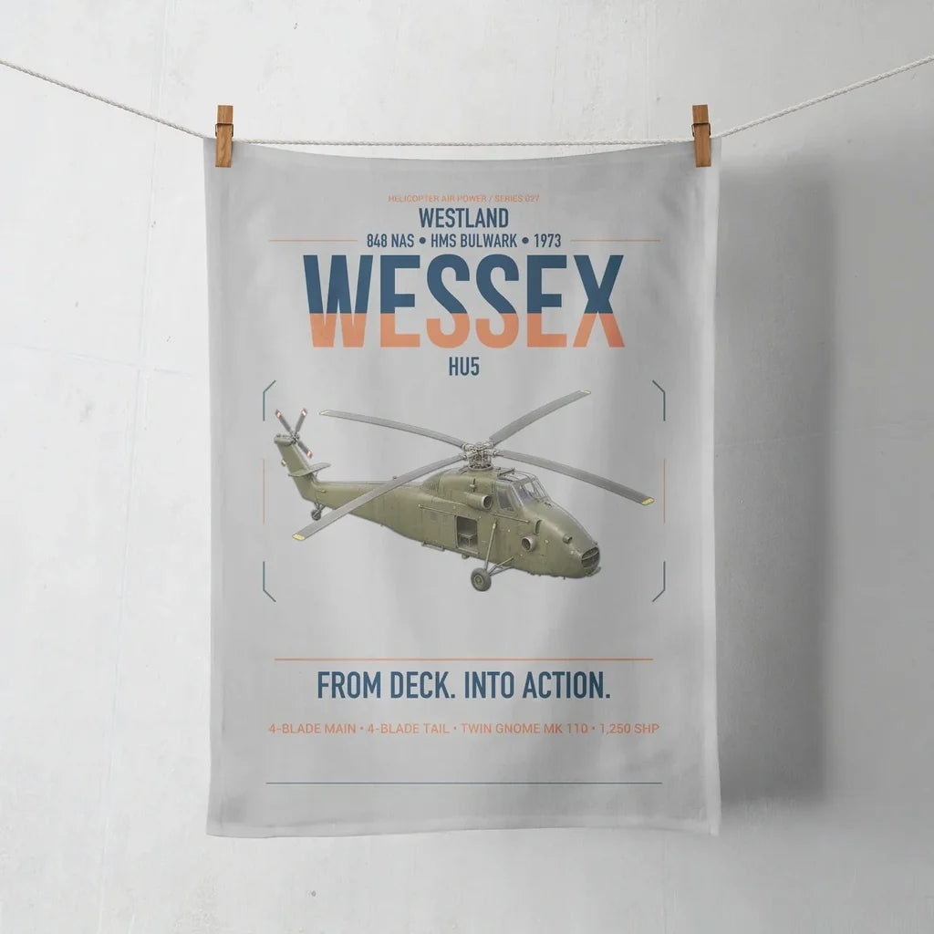 Westland Wessex HU5 design on light gray towel