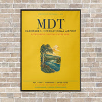 Thumbnail for Harrisburg International Airport MDT vertical canvas print - framed - yellow background