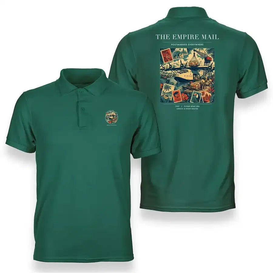 VINTAGE G4073 - The Empire Mail - Double-Side Polo T-Shirt design on green