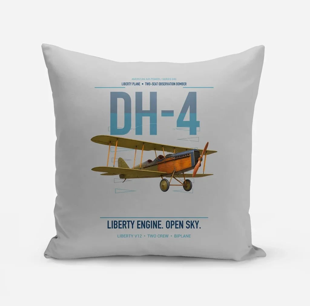 Airco DH-4 Liberty Plane design on light gray pillow