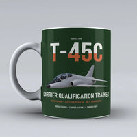 Thumbnail for T-45C Goshawk design on dark green ceramic mug, double-side print