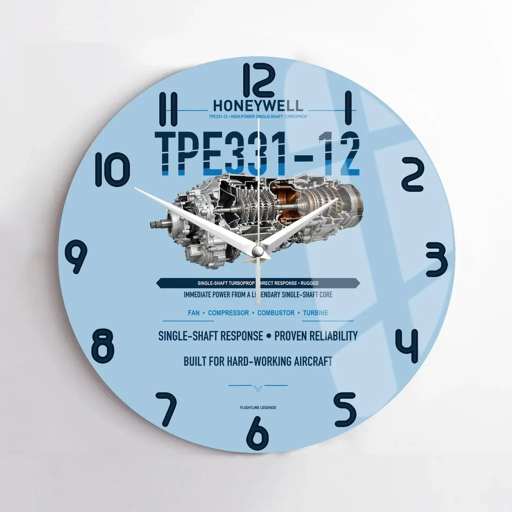 TPE331-12 design on light blue no frame wall clock