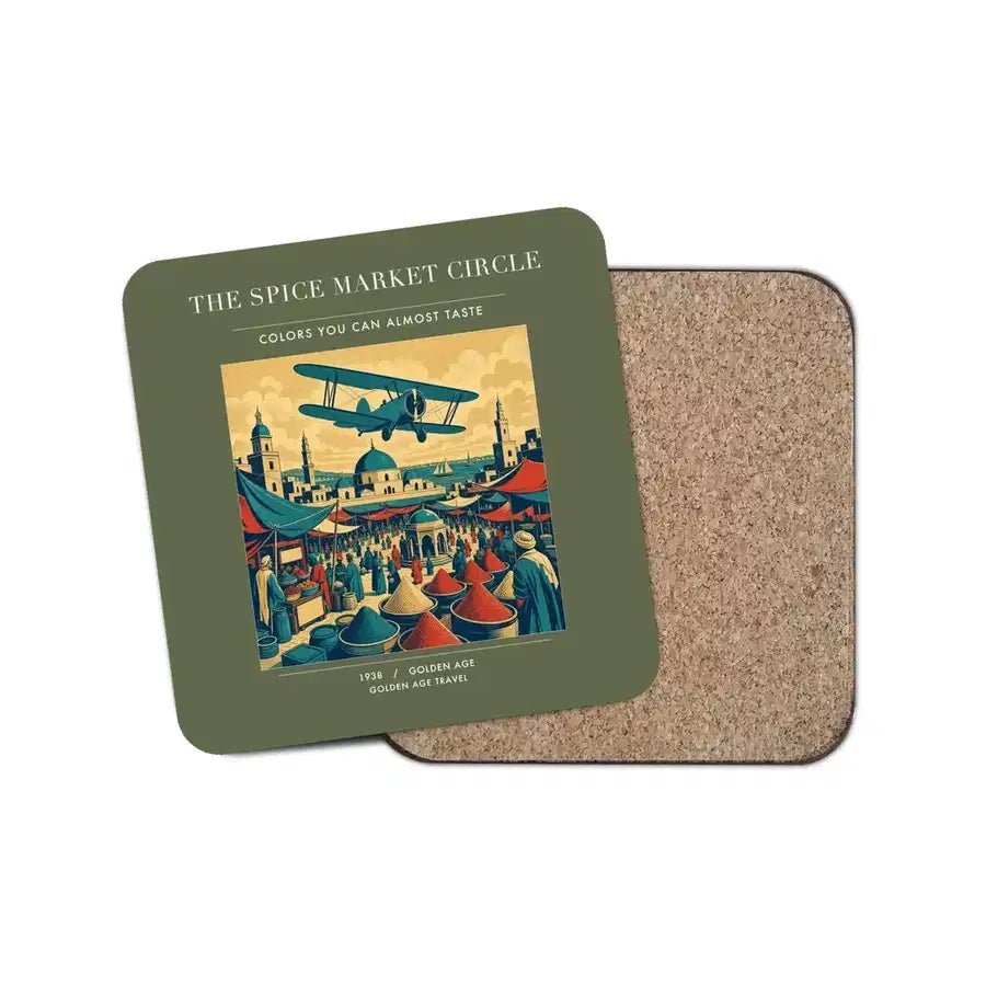 The Spice Market Circle - Designed Coasters design on green army 1-piece