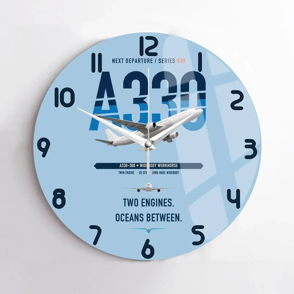 Airbus A330-300 design on light blue no frame wall clock