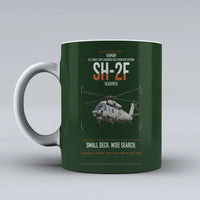 Thumbnail for Kaman SH-2F Seasprite design on dark green ceramic mug, double-side print