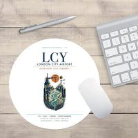 Thumbnail for London City Airport (LCY) design on white round mouse pad