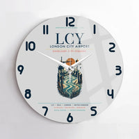 Thumbnail for London City Airport (LCY) design on light gray no frame wall clock