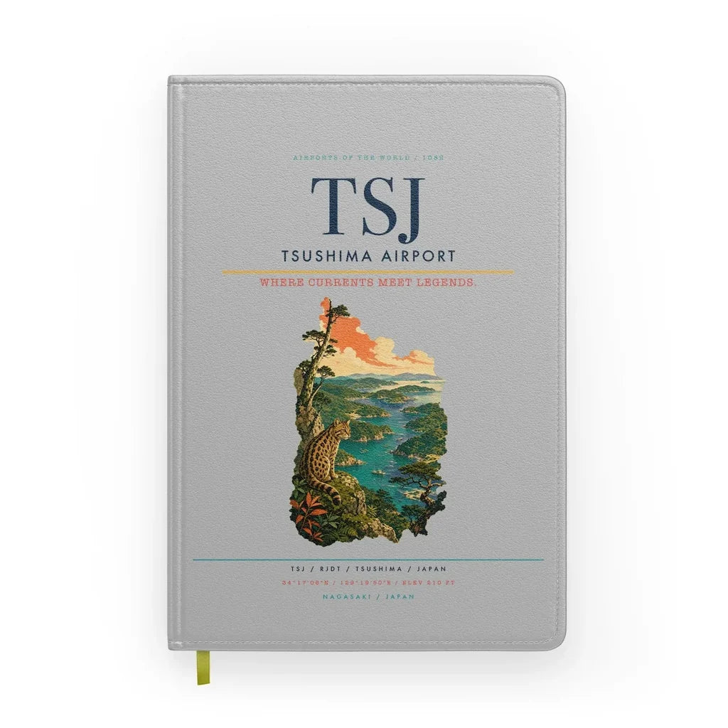 Tsushima Airport (TSJ) design on light gray notebook