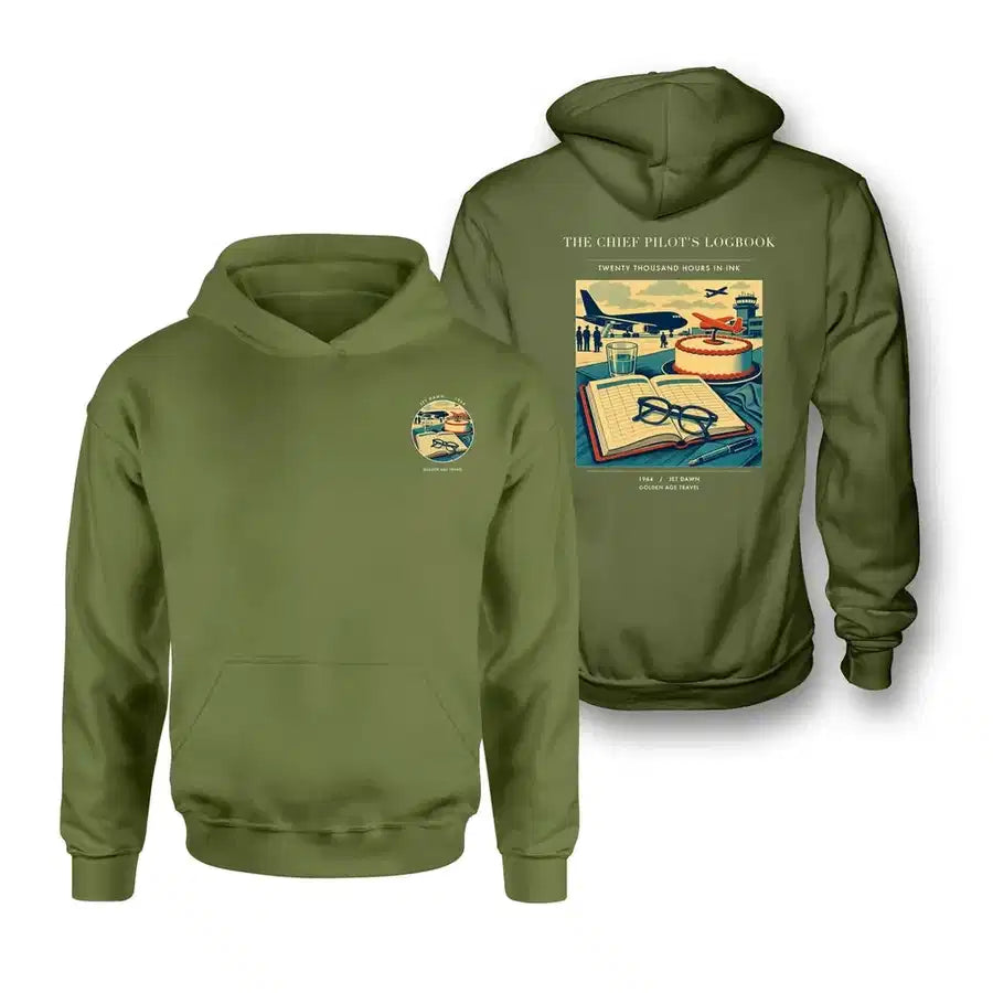 VINTAGE G4426 - The Chief Pilot's Logbook - Double-Side Hoodie design on greenarmy double side