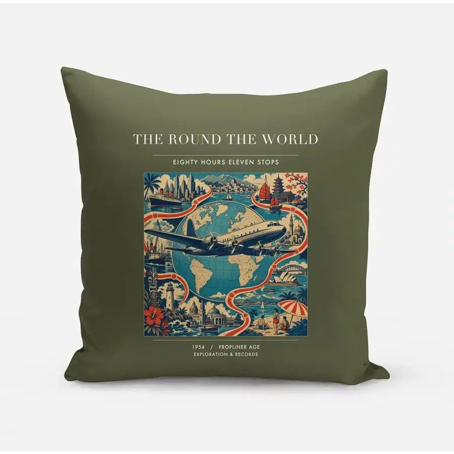 VINTAGE G4100 - The Round The World - Designed Pillows design on greenarmy
