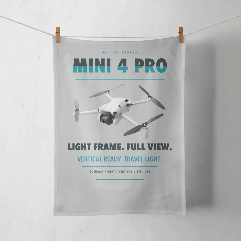 DJI Mini 4 Pro design on light gray towel
