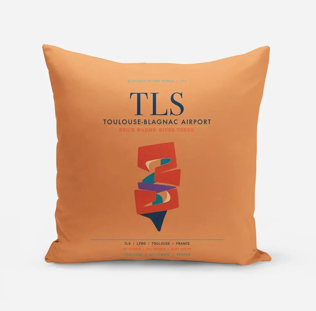 Toulouse-Blagnac Airport (TLS) design on orange pillow