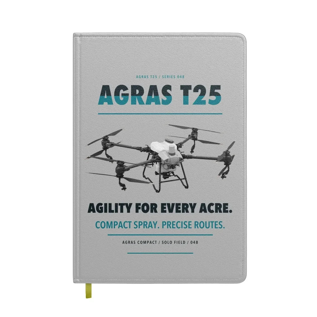DJI Agras T25 design on light gray notebook
