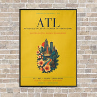 Thumbnail for Hartsfield-Jackson Atlanta International Airport ATL vertical canvas print - framed - yellow background