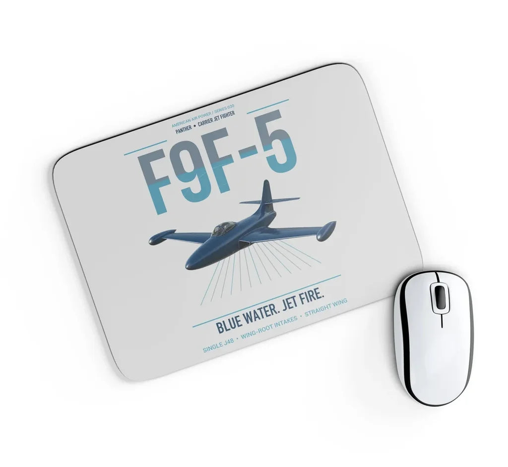 F9F-5 Panther design on light gray rectangle mouse pad