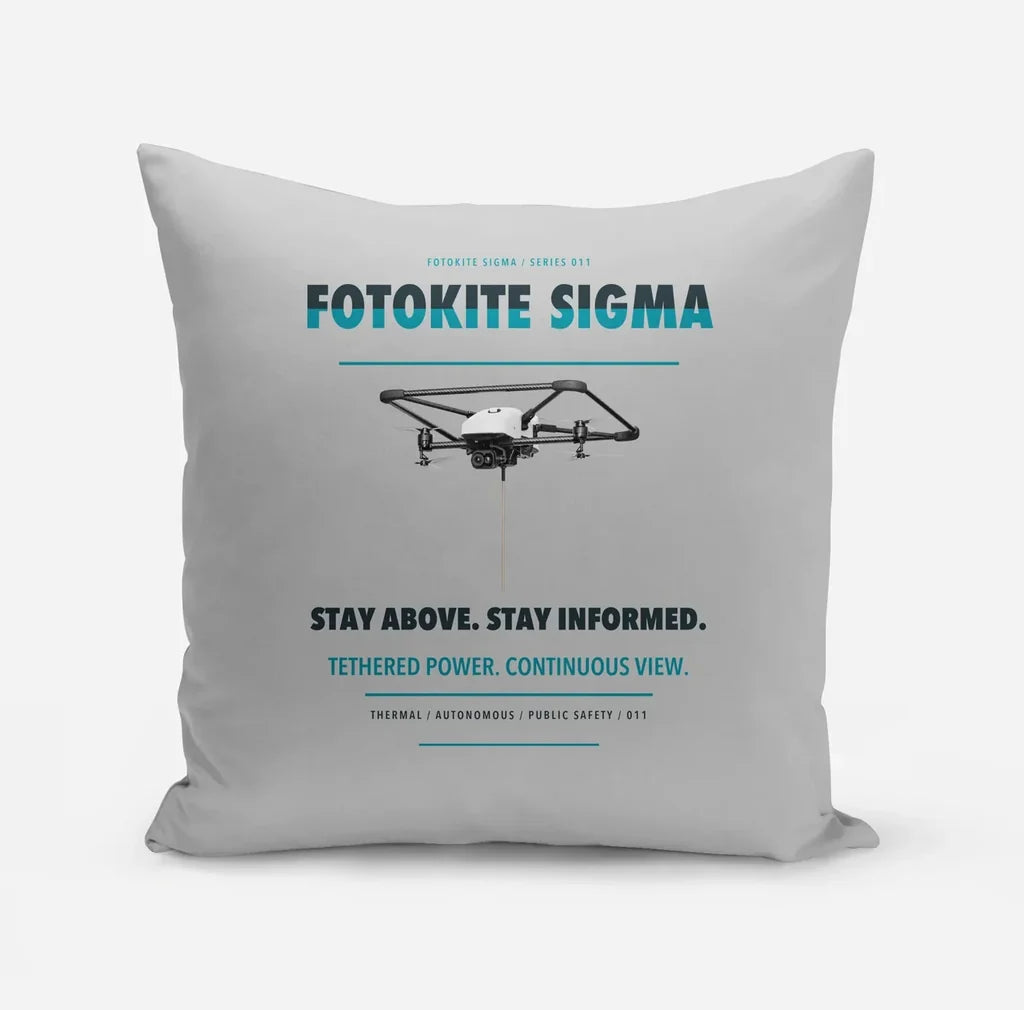 Fotokite Sigma design on light gray pillow