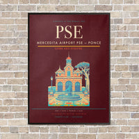 Thumbnail for Mercedita Airport PSE — Ponce vertical canvas print - framed - dark red background