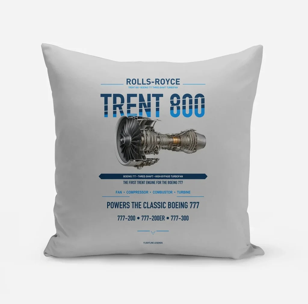 TRENT 800 design on light gray pillow