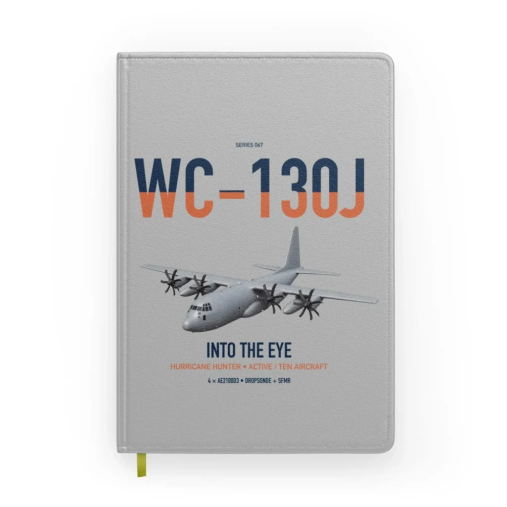 WC-130J Hurricane Hunter design on light gray notebook