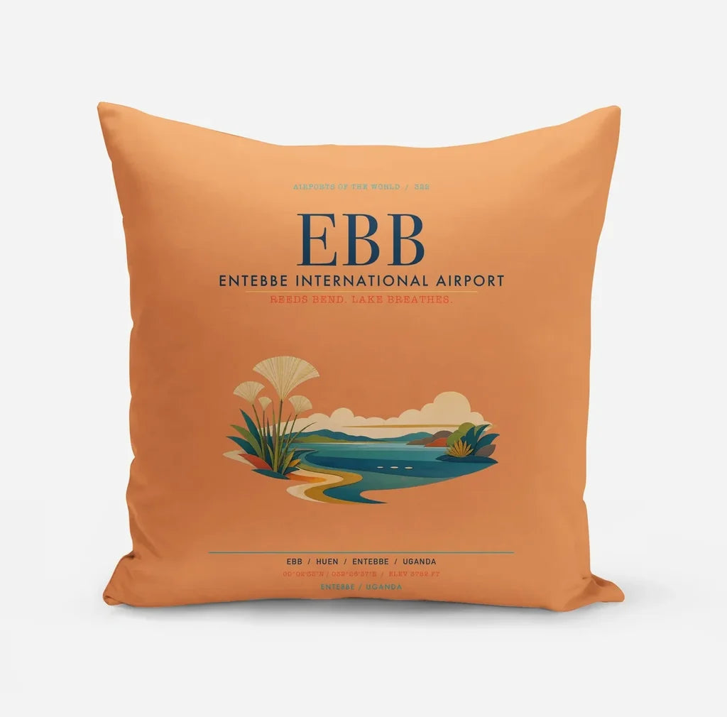 Entebbe International Airport (EBB) design on orange pillow