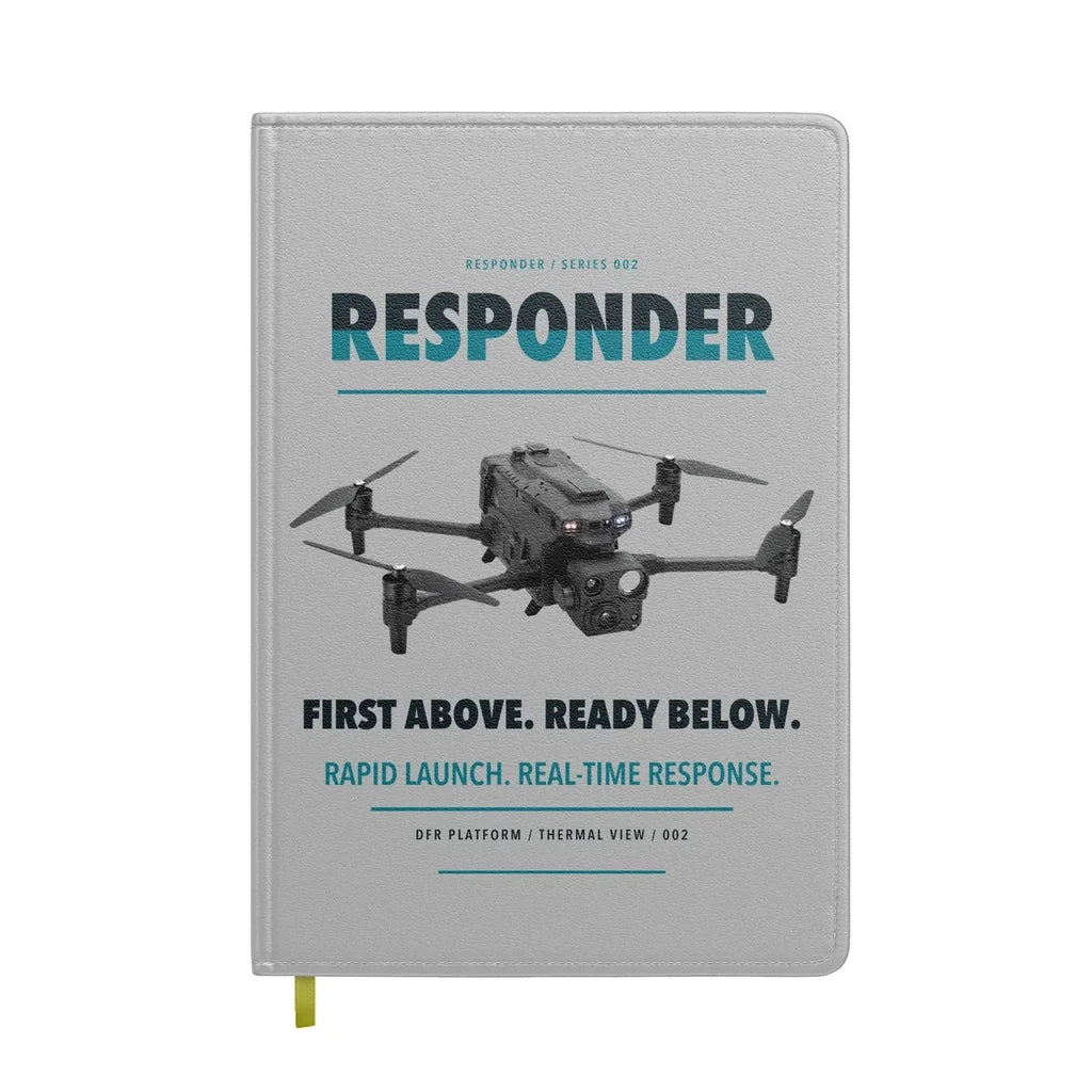 BRINC Responder design on light gray notebook