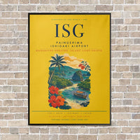 Thumbnail for Painushima Ishigaki Airport ISG vertical canvas print - framed - yellow background
