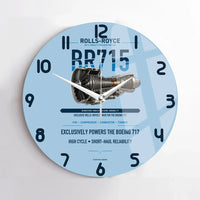 Thumbnail for BR715 design on light blue no frame wall clock