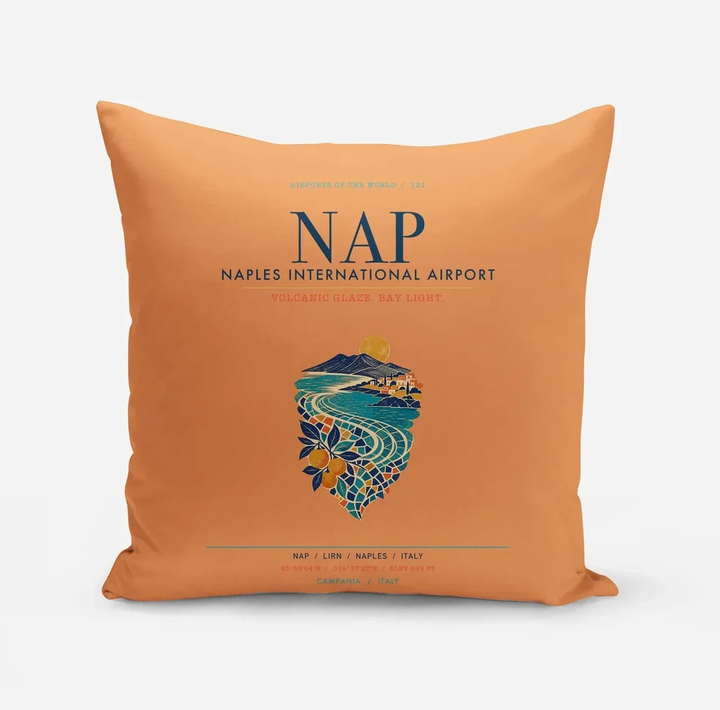 Naples International Airport (NAP) design on orange pillow