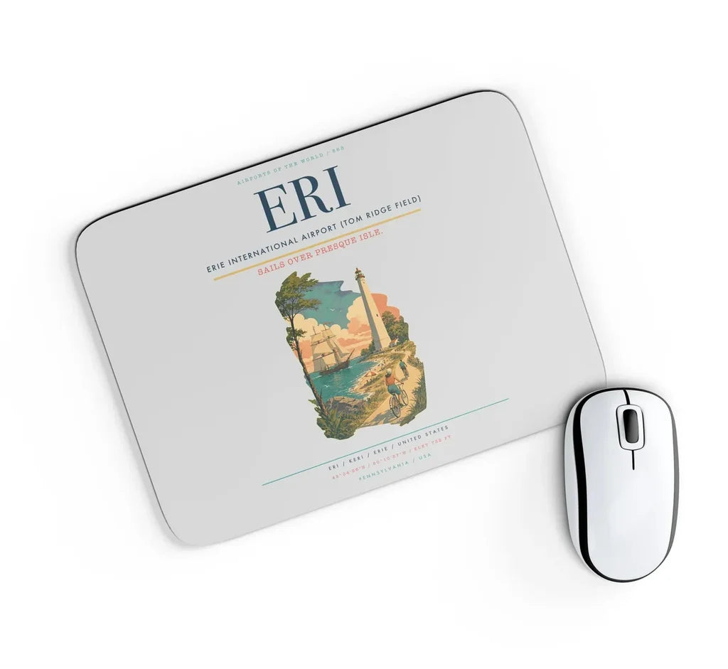 Erie International Airport (Tom Ridge Field) (ERI) design on light gray rectangle mouse pad