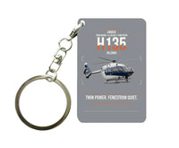 Thumbnail for Airbus H135 design on gray designed key chain, double-side print
