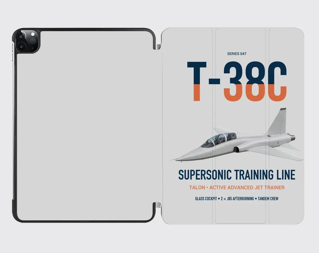 T-38C Talon design on light gray ipad tablet case