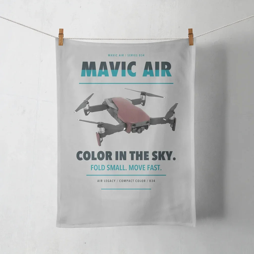 DJI Mavic Air design on light gray towel