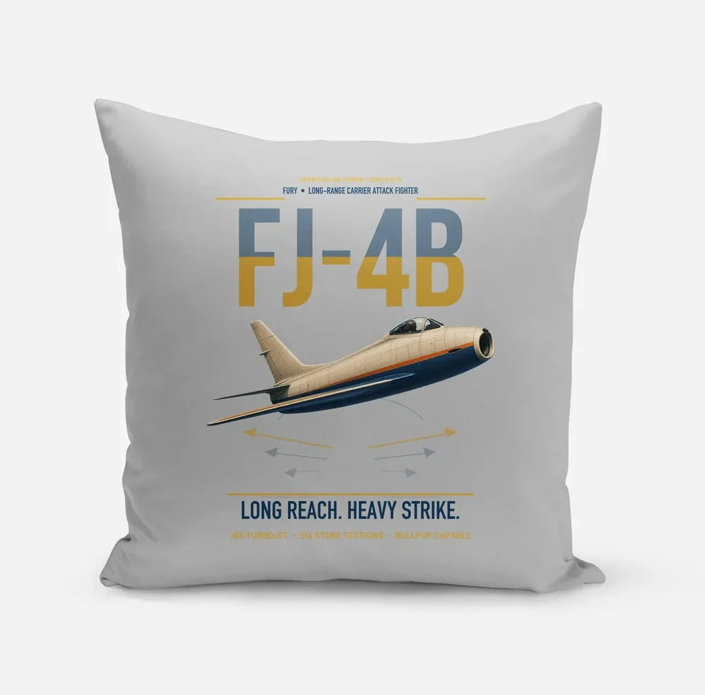 FJ-4B Fury design on light gray pillow