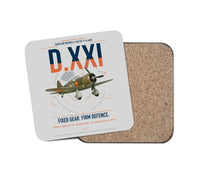 Thumbnail for Fokker D.XXI — Dutch LVA aircraft 221 design on light gray 1 piece coaster