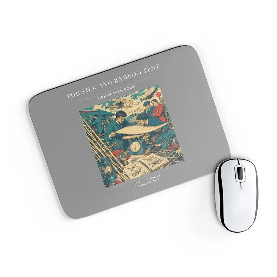 VINTAGE G4326 - The Silk And Bamboo Test - Designed Mouse Pads design on gray rectangle