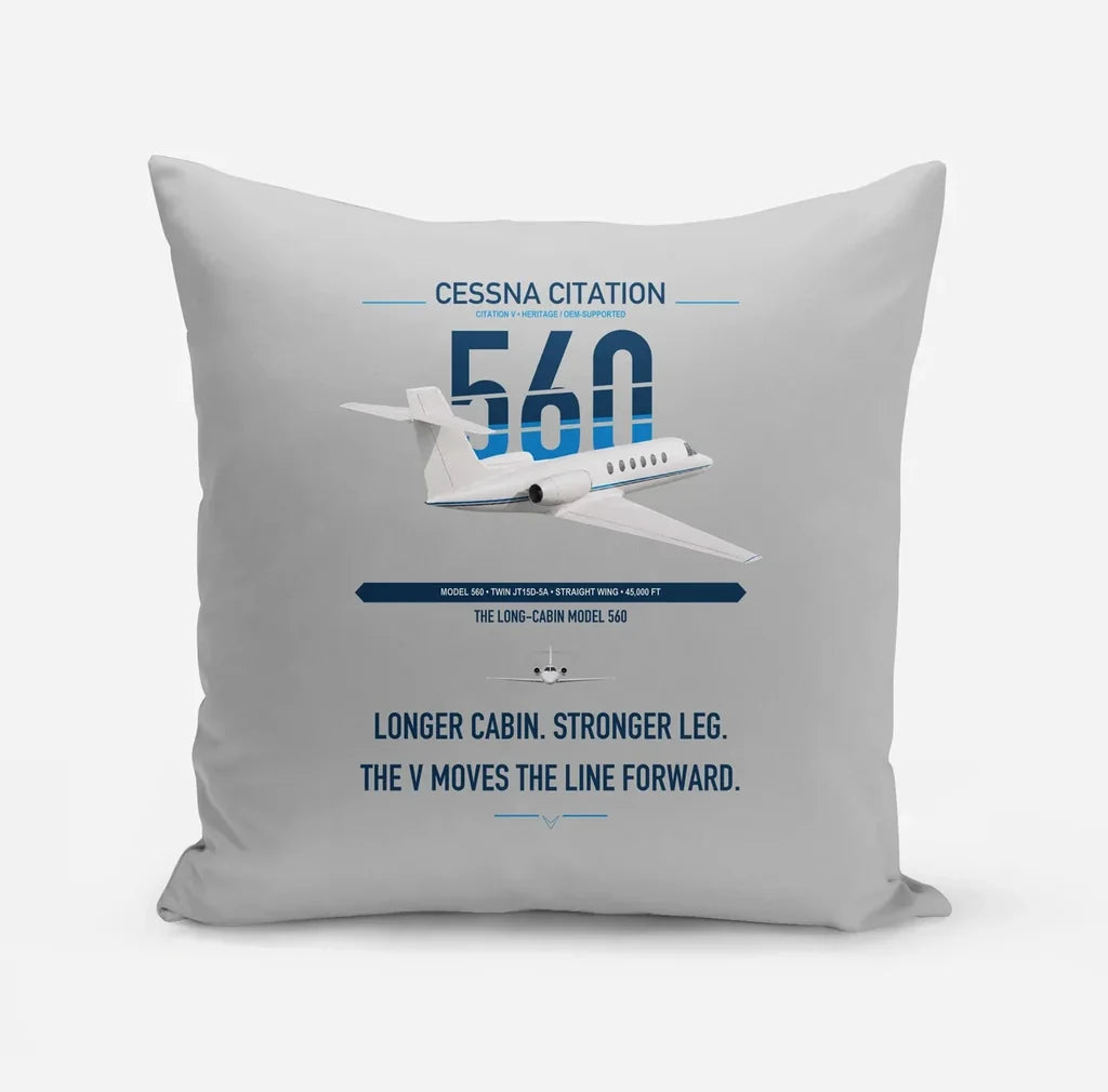 Cessna Citation 560 - Citation V design on light gray pillow