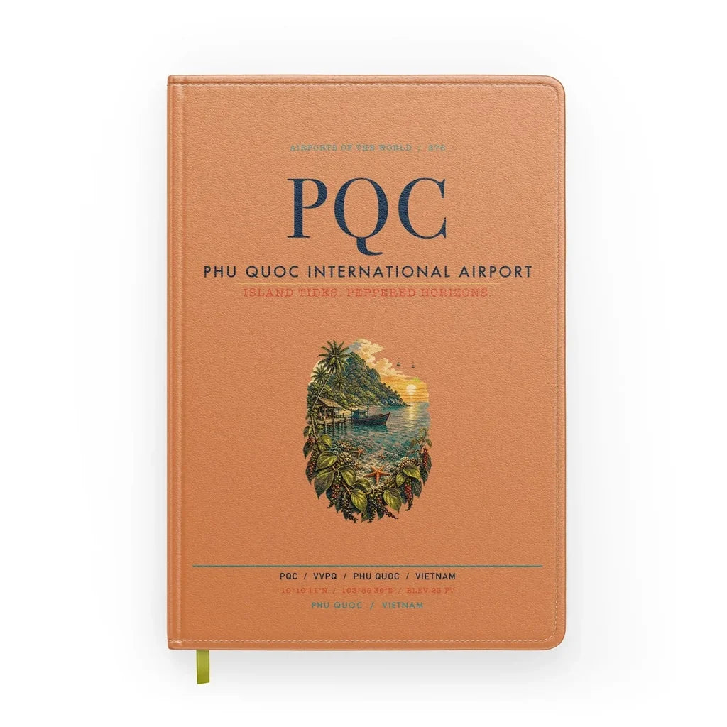 Phu Quoc International Airport (PQC) design on orange notebook