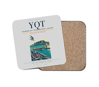 Thumbnail for Thunder Bay International Airport (YQT) design on light gray 1 piece coaster