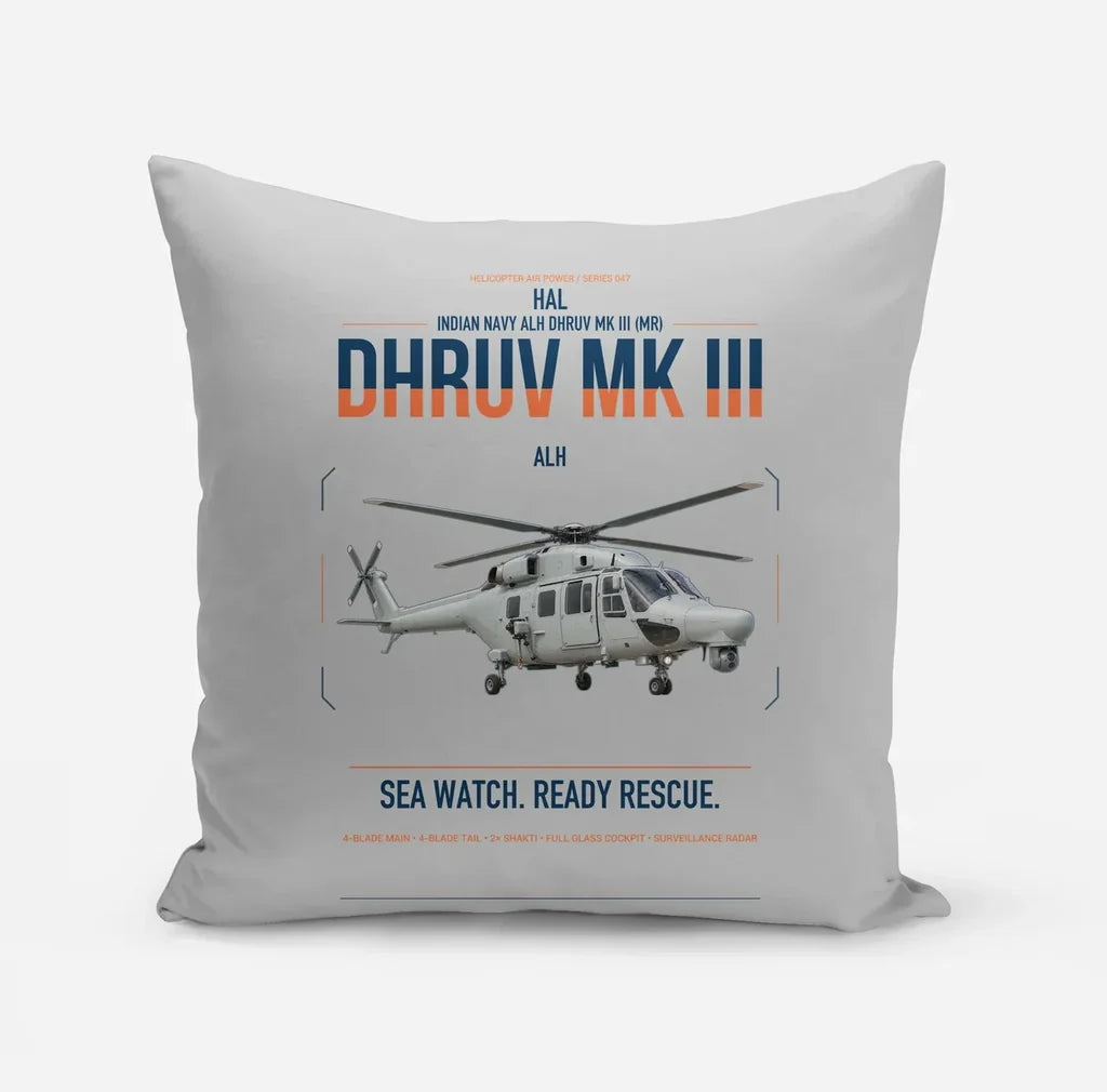 HAL ALH Dhruv Mk III design on light gray pillow