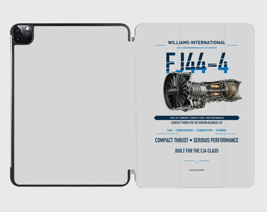 FJ44-4 design on light gray ipad tablet case