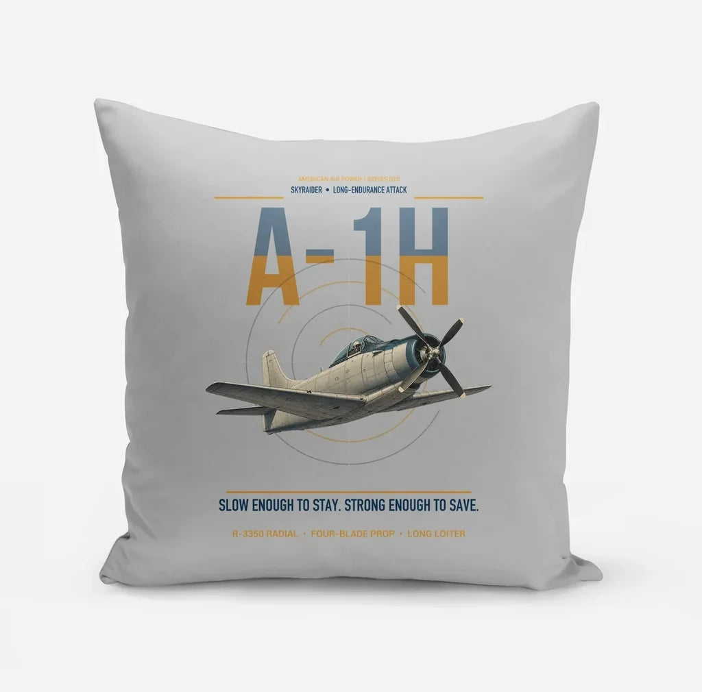 A-1H Skyraider design on light gray pillow