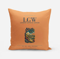 Thumbnail for London Gatwick Airport (LGW) design on orange pillow