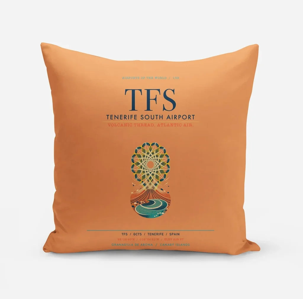 Tenerife South Airport (TFS) design on orange pillow