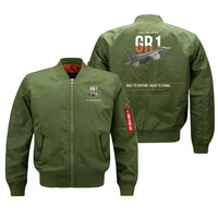 Thumbnail for SEPECAT Jaguar GR1 design on green bomber jacket, double-side print