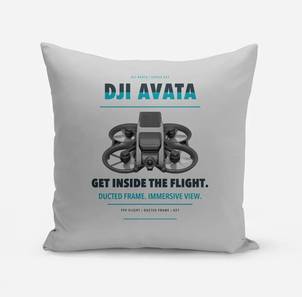 DJI Avata design on light gray pillow