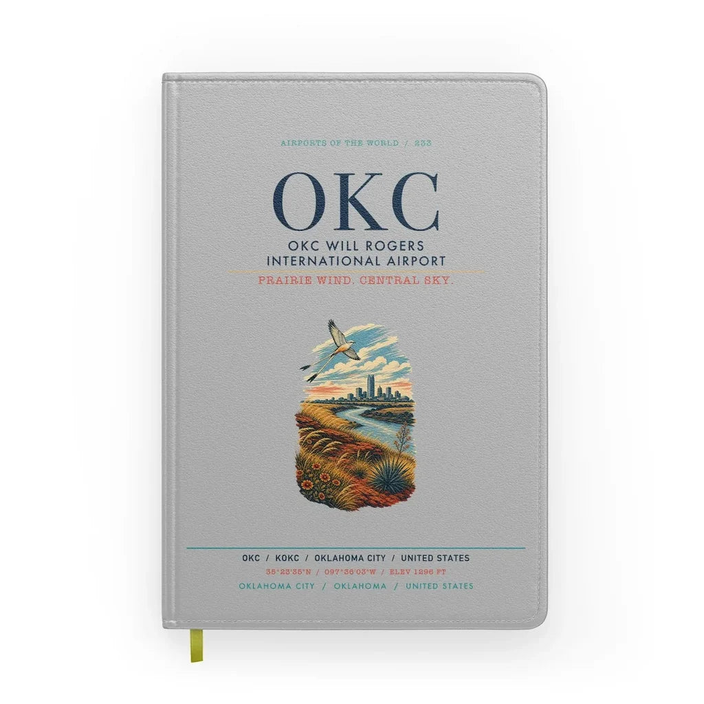 OKC Will Rogers International Airport (OKC) design on light gray notebook