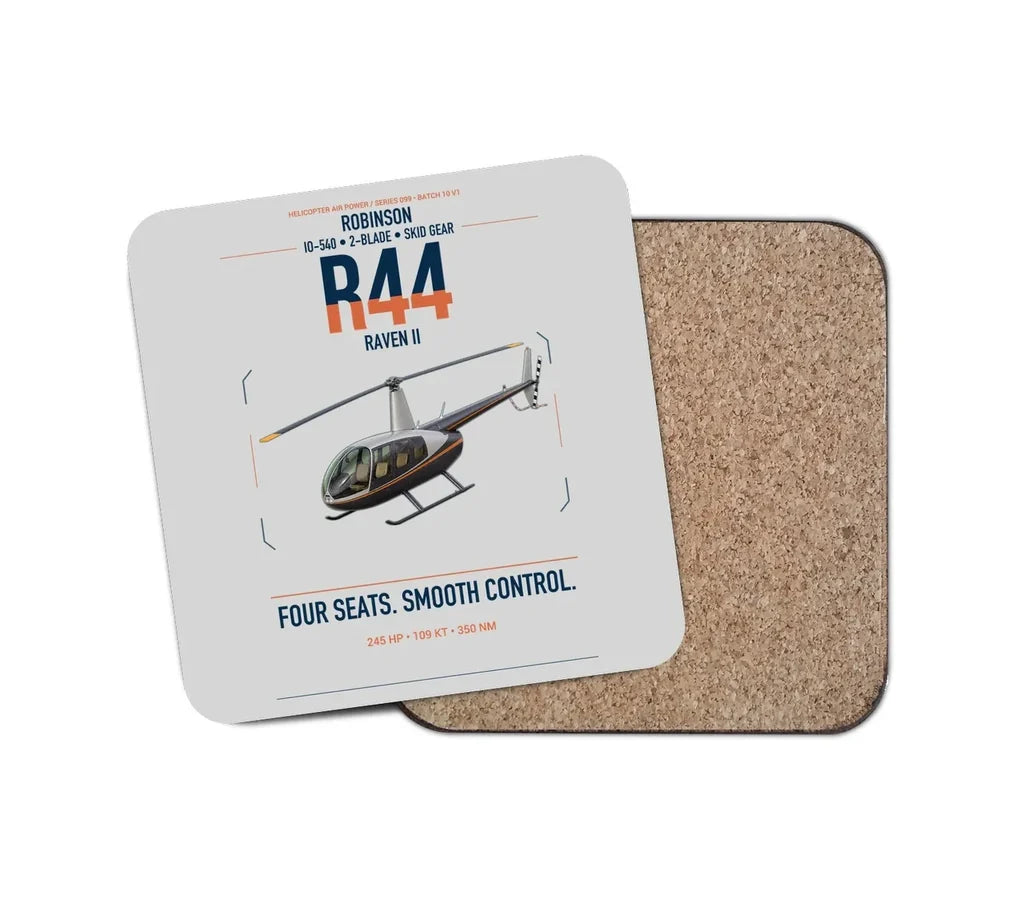 Robinson R44 Raven II design on light gray 1 piece coaster
