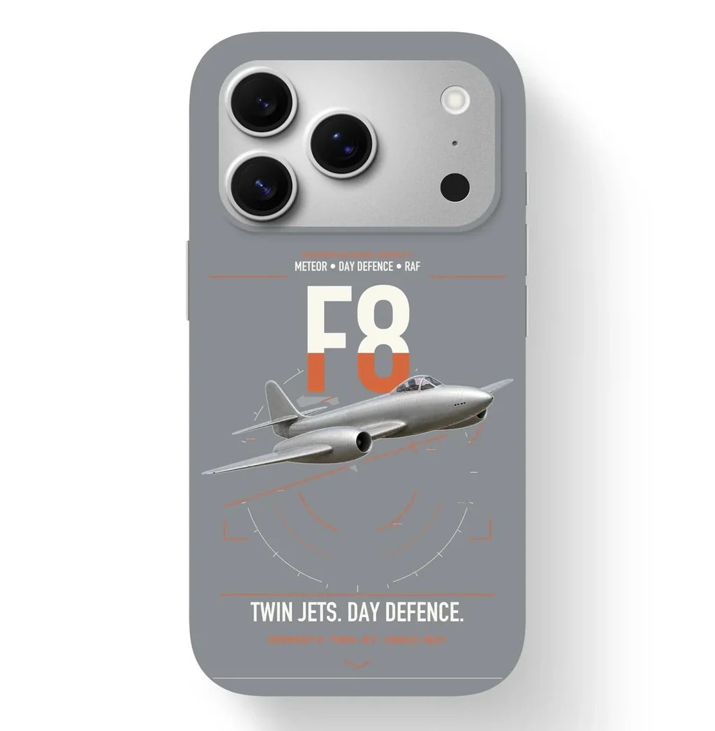 Gloster Meteor F8 design on gray magsafe iphone case, for iPhone 17 Pro